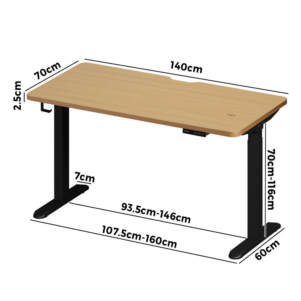 Standing Desk Wireless Charging Dual Motor 140CM Black&Oak