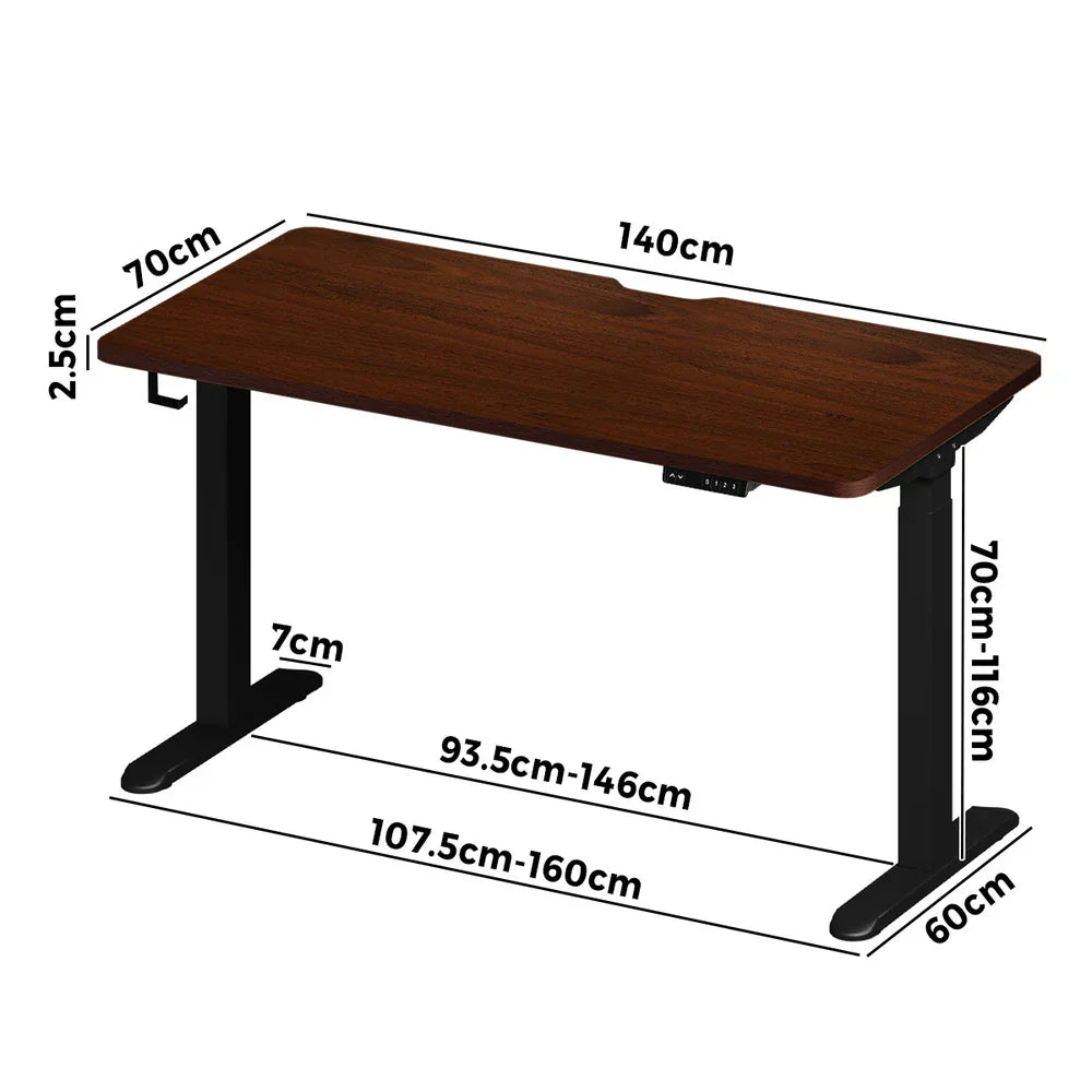 Oikiture Standing Desk Wireless Charging Dual Motor 140CM Black&Walnut
