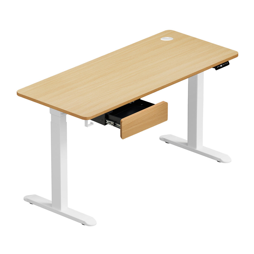 150cm Electric Standing Desk with Drawer Adjustable Oak White