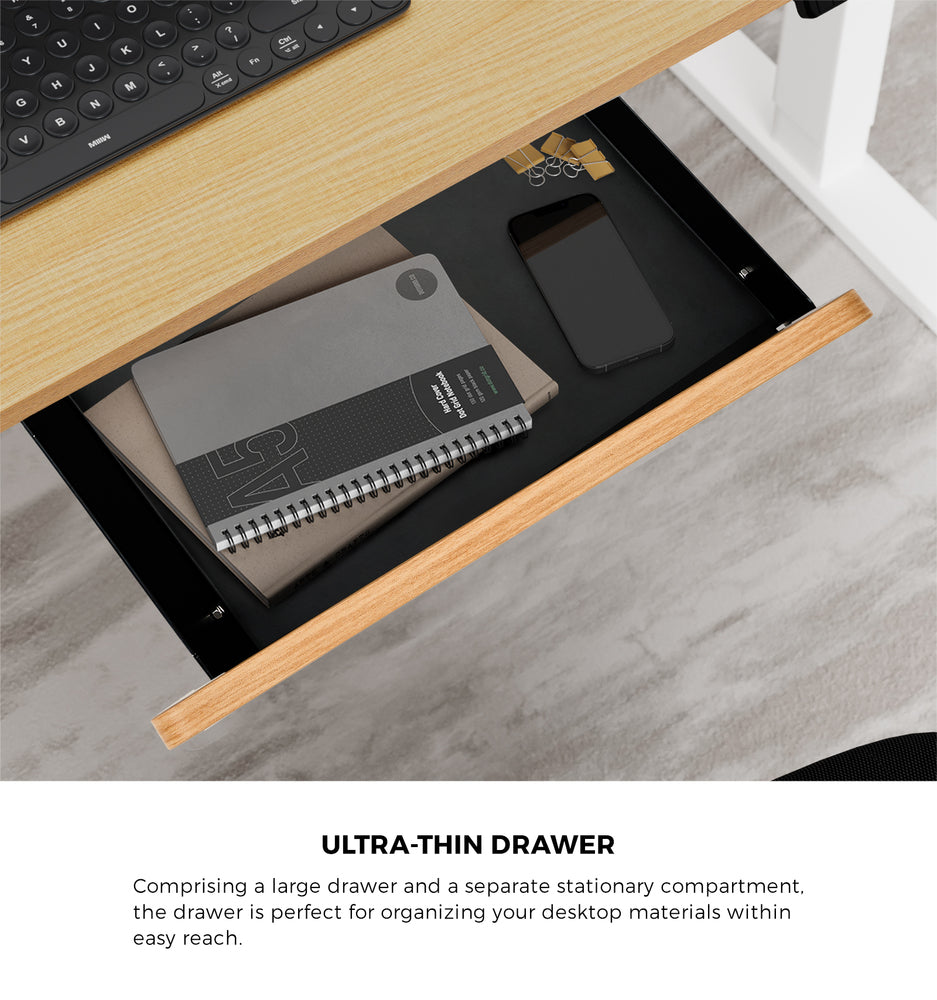 150cm Electric Standing Desk with Drawer Adjustable Oak White