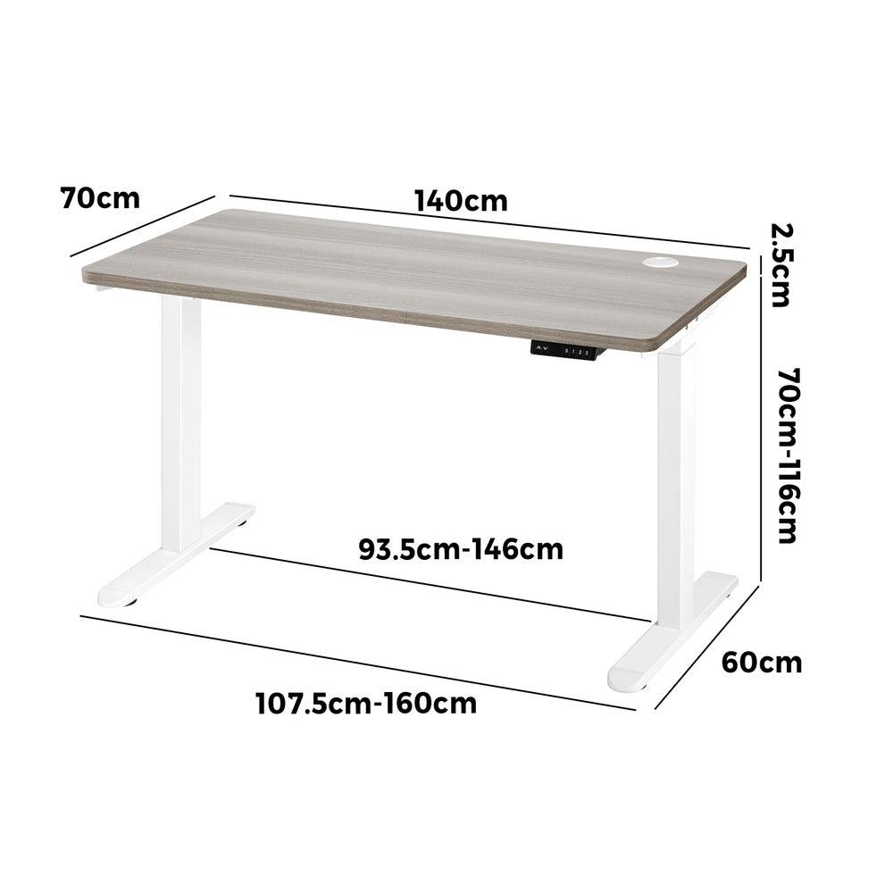140cm Electric Standing Desk Dual Motor White&Grey-Oak