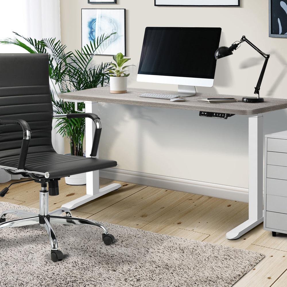 140cm Electric Standing Desk Dual Motor White&Grey-Oak