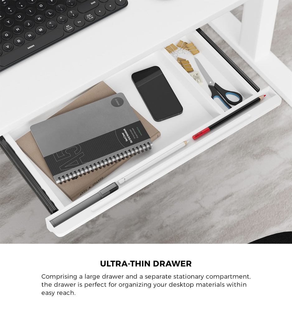 140cm Electric Standing Desk with Drawer Adjustable White