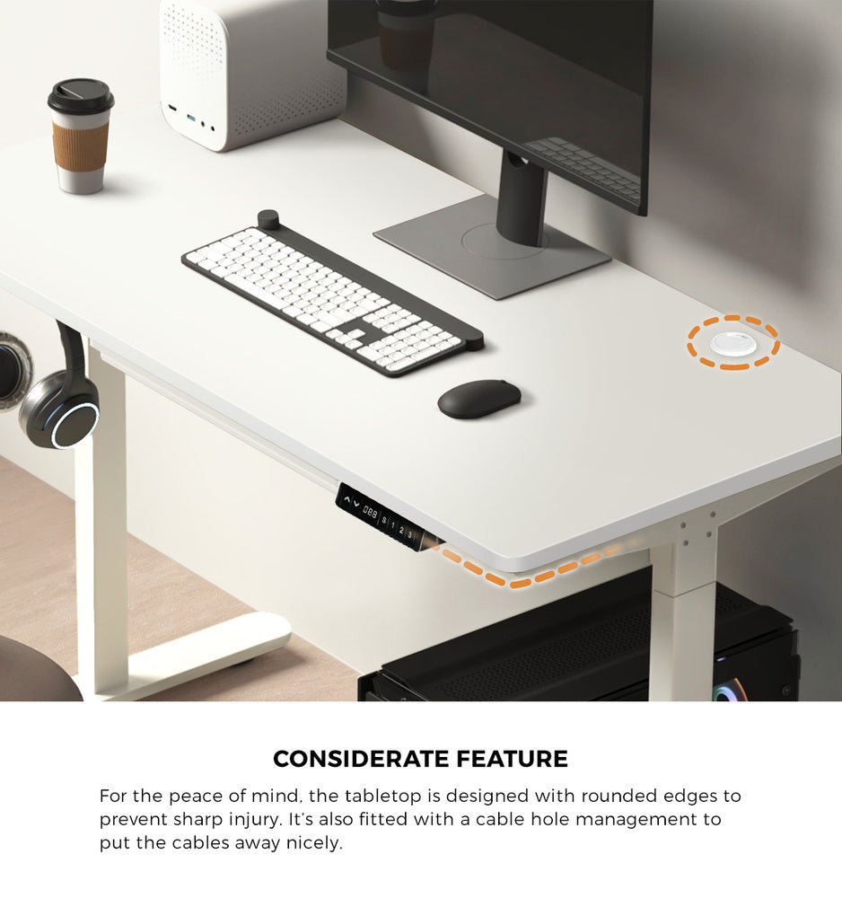 140cm Electric Standing Desk with Drawer Adjustable White