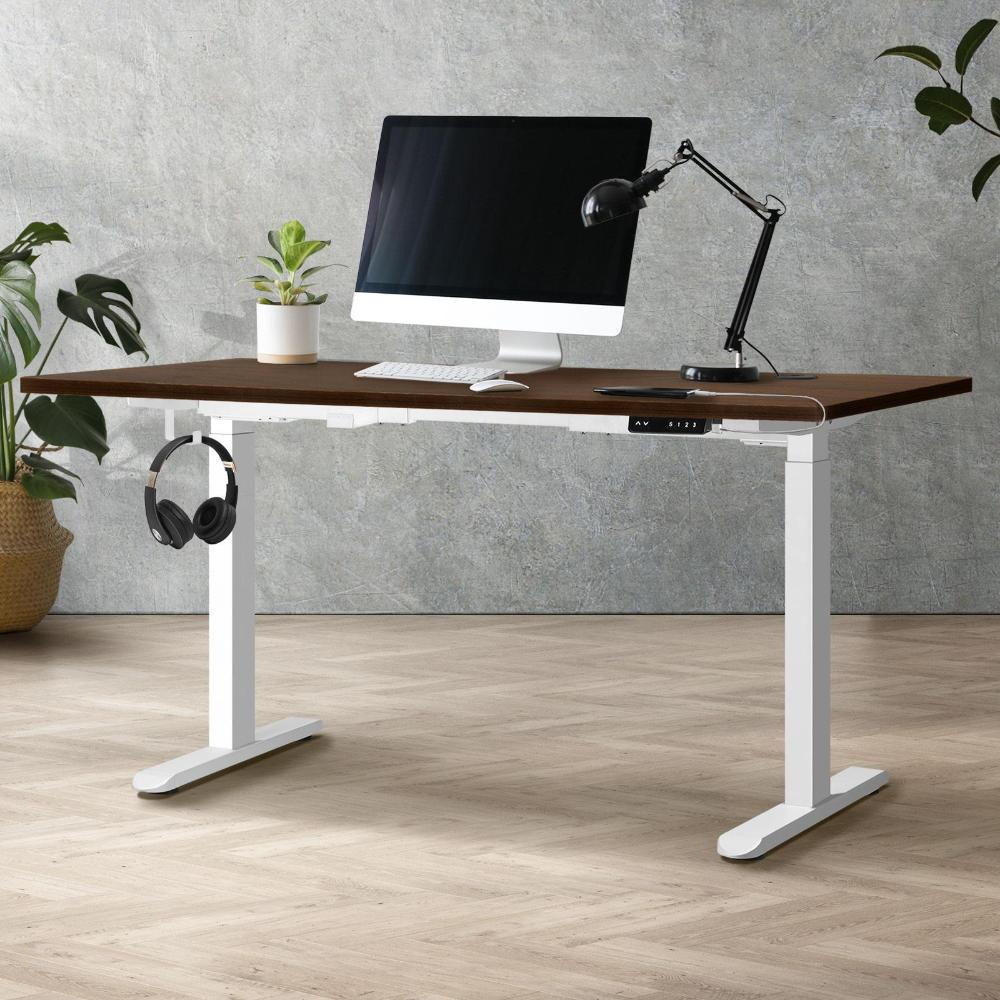 Standing Desk Dual Motor Adjustable 140cm White&Walnut