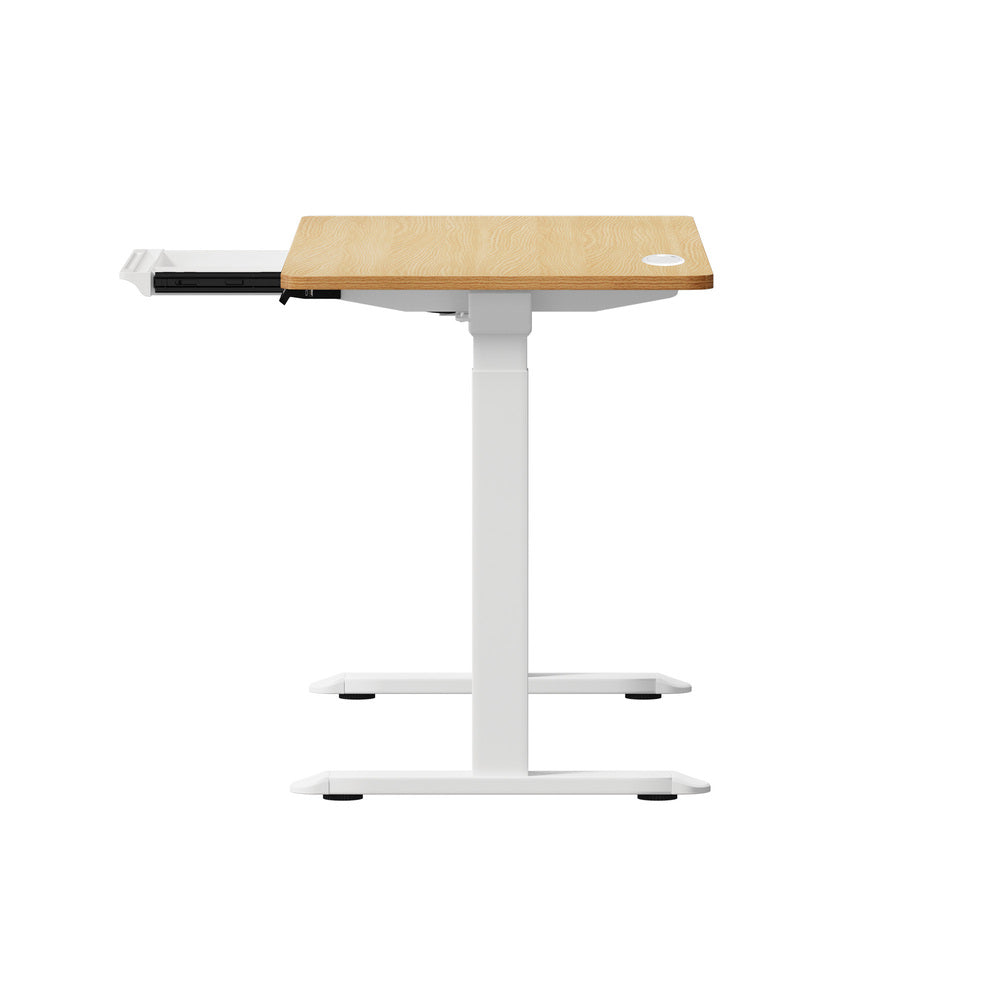 150cm Electric Standing Desk with Drawer Adjustable White Oak
