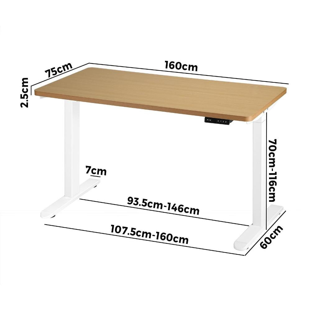 Sit-Stand Desk Height Adjustable Desk White&Oak
