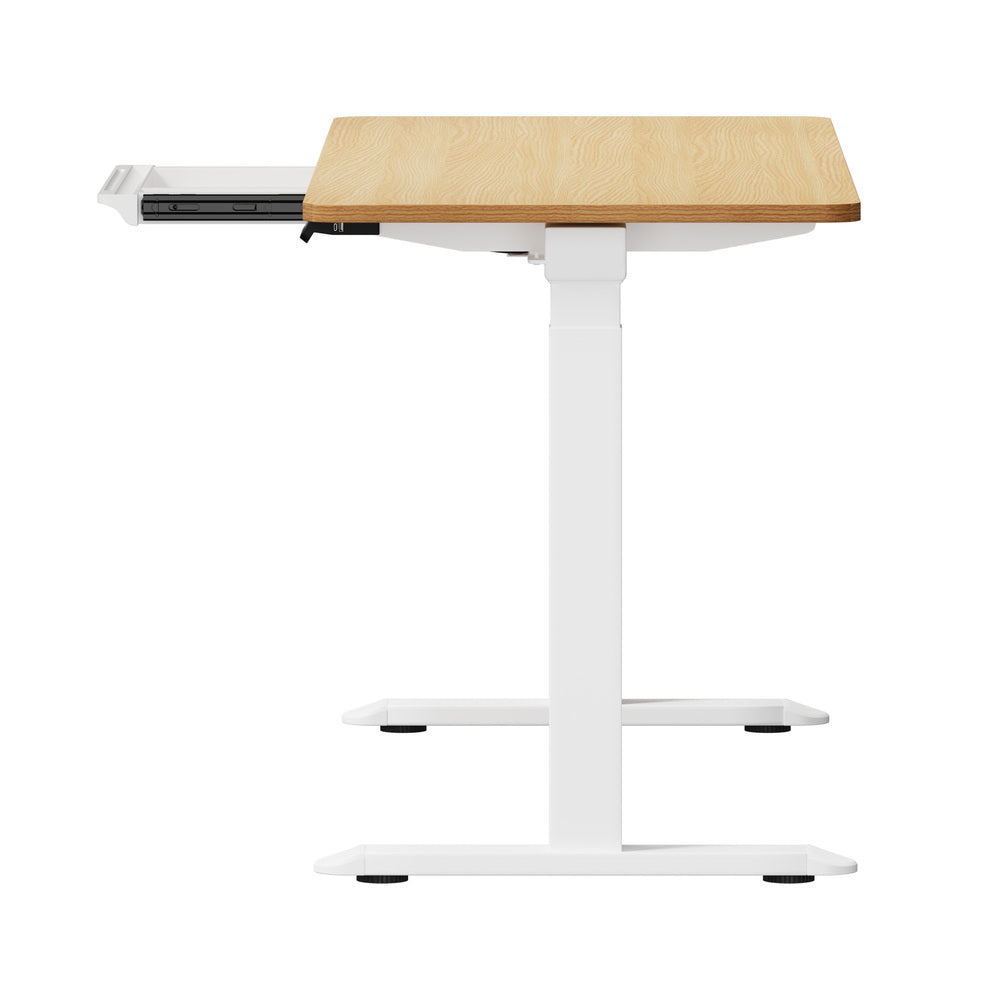 160cm Electric Standing Desk with Drawer Adjustable White Oak