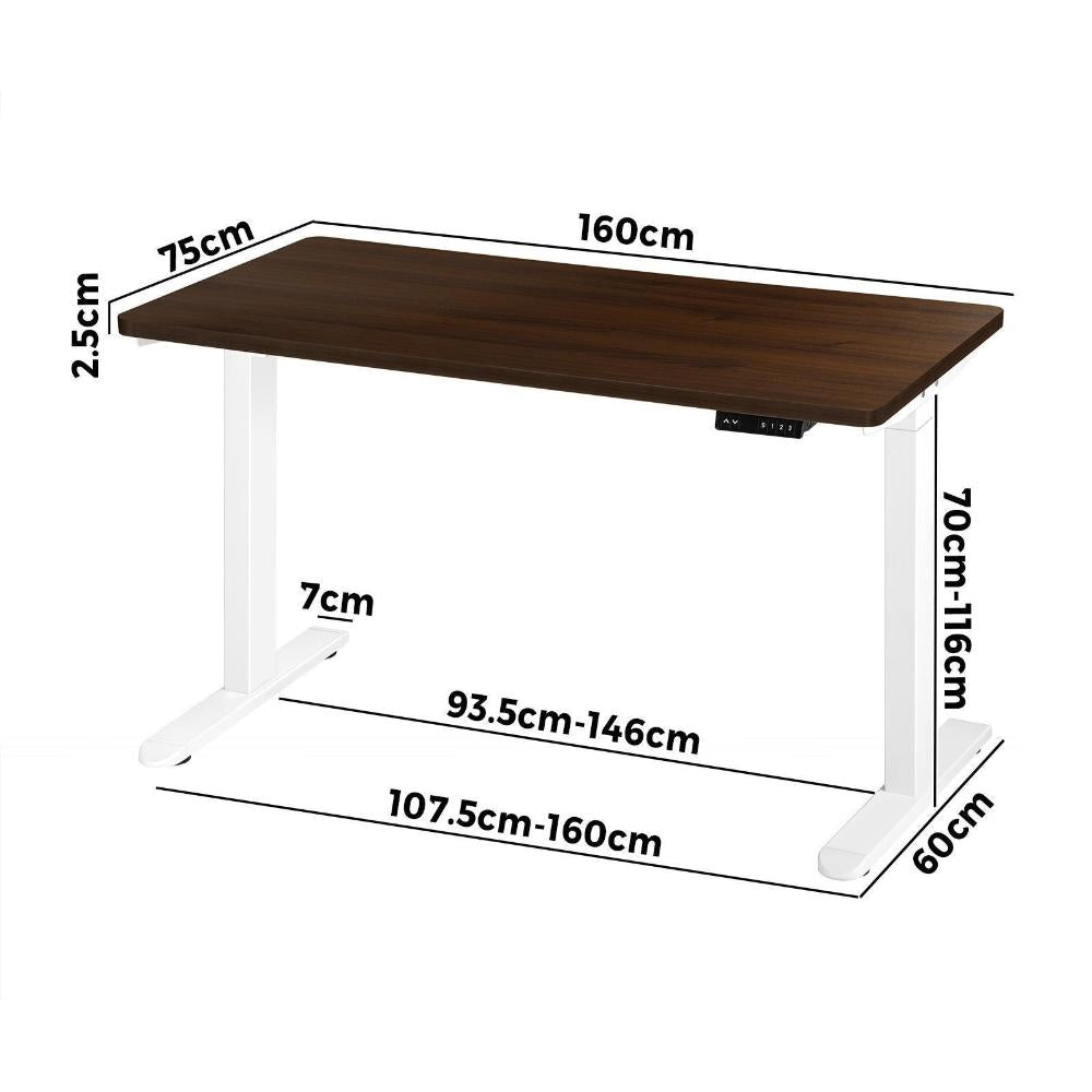 Sit-Stand Desk Height Adjustable Desk White&Walnut