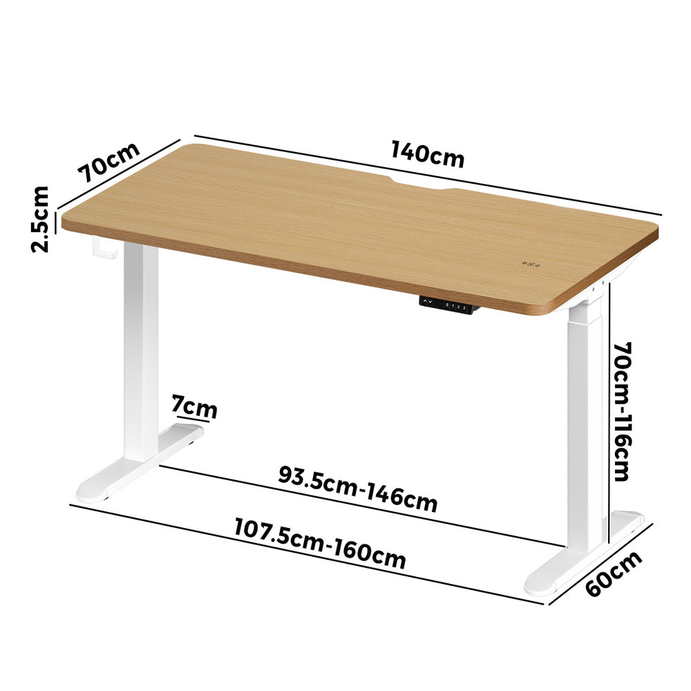 Standing Desk Wireless Charging Dual Motor 140CM White&Oak