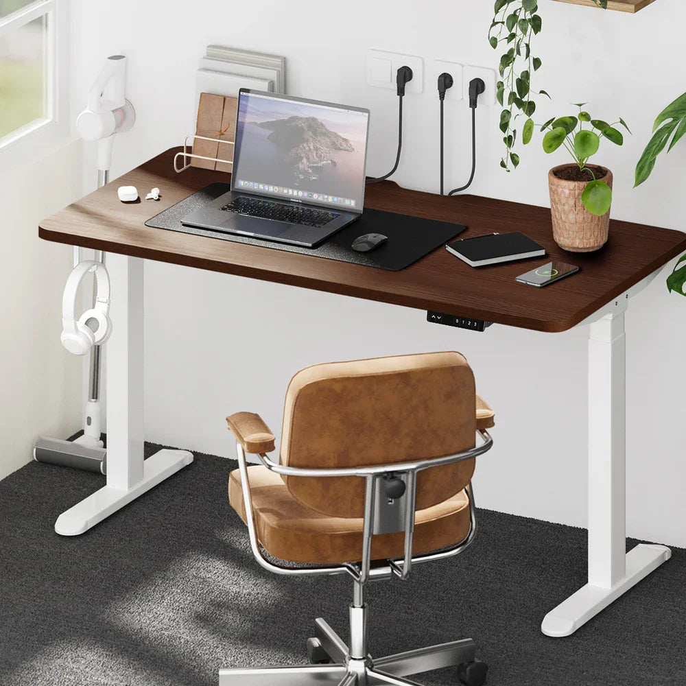 Standing Desk Wireless Charging Dual Motor 140CM White&Walnut