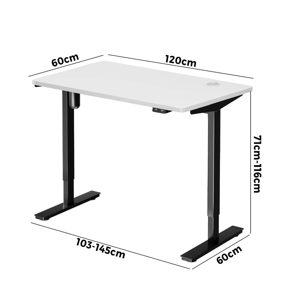 Electric Standing Desk Single Motor Black&White 120cm