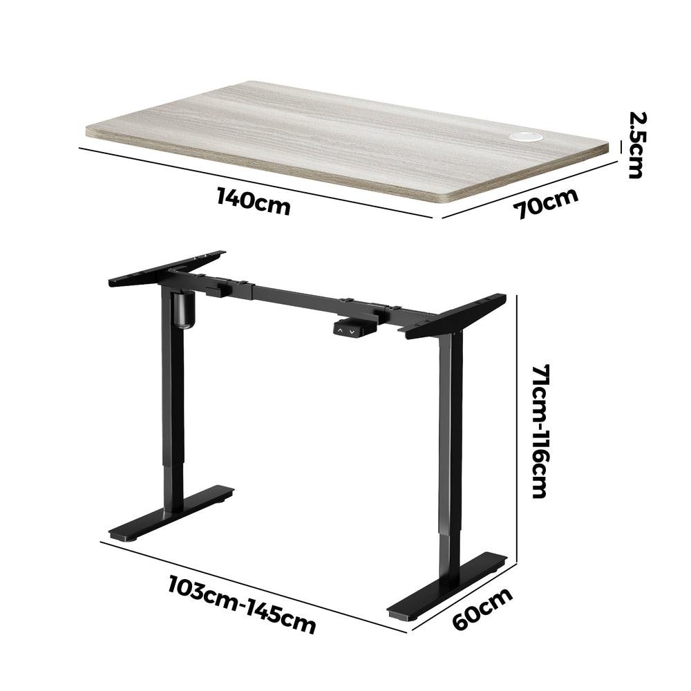 140CM Electric Standing Desk Adjustable Black & Grey-Oak
