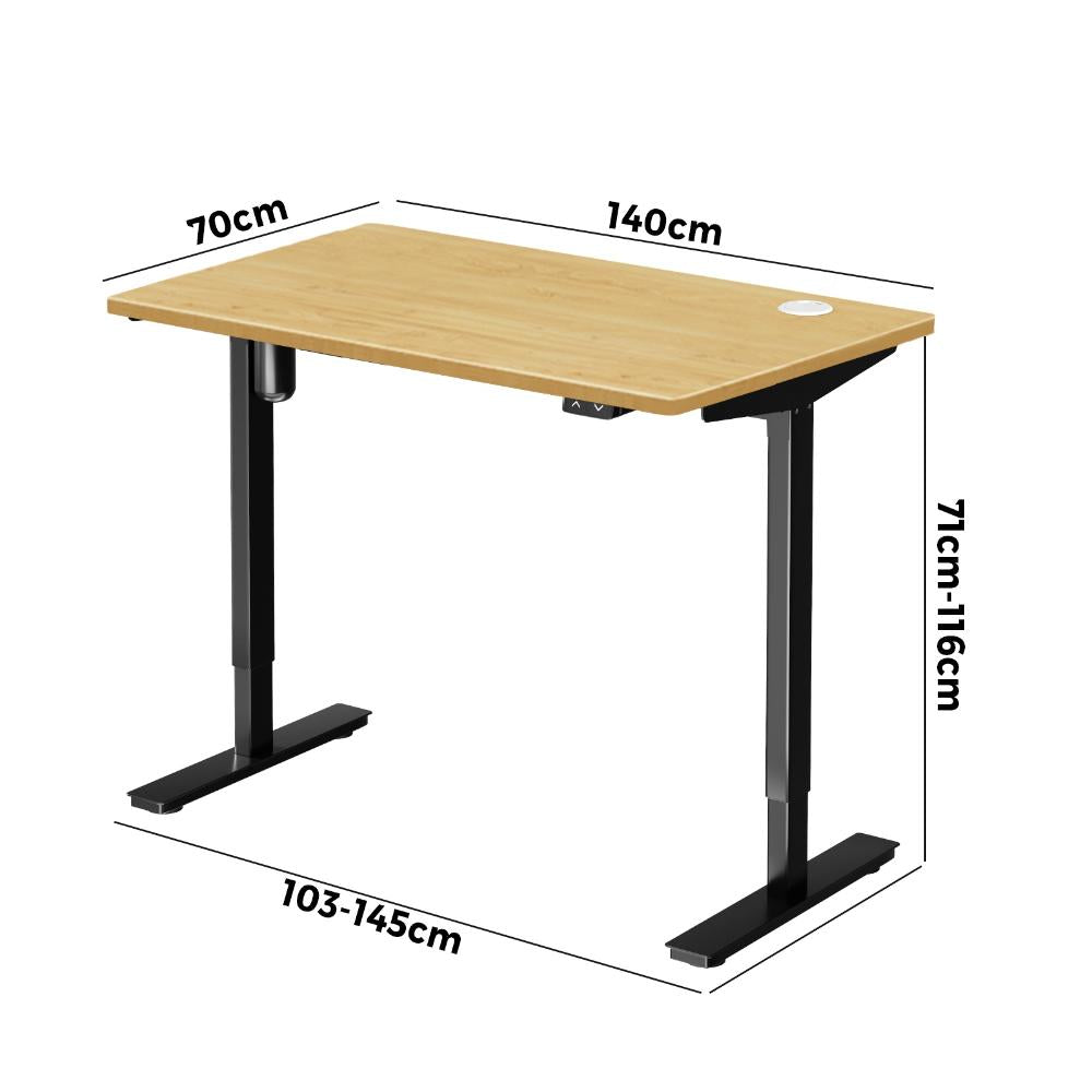 Electric Standing Desk Single Motor Black&Oak 140cm