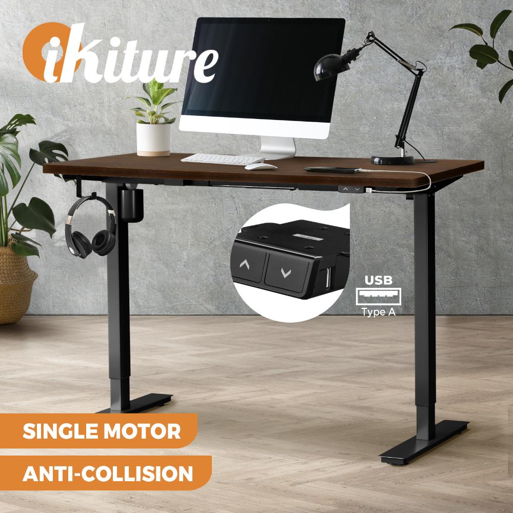 Electric Standing Desk Single Motor Black&Walnut 140cm