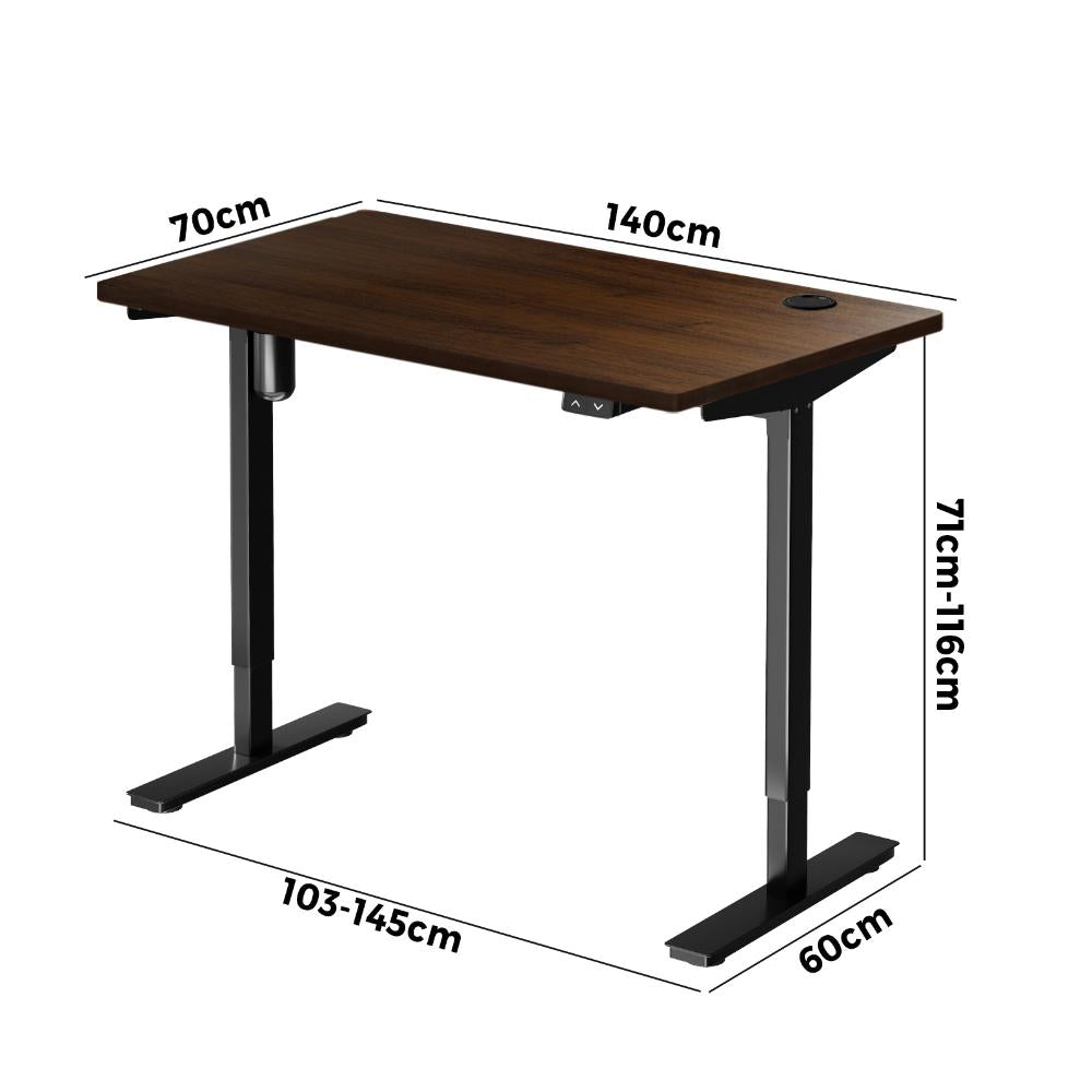 Electric Standing Desk Single Motor Black&Walnut 140cm
