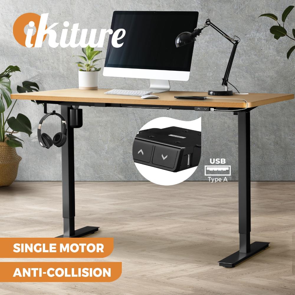 Electric Standing Desk Single Motor Black&Oak 150cm