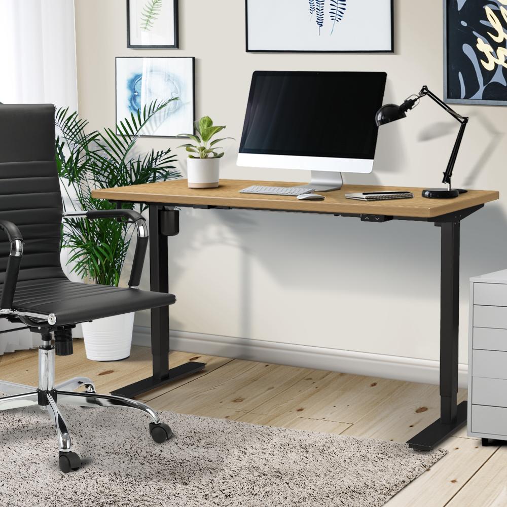 Electric Standing Desk Single Motor Black&Oak 150cm