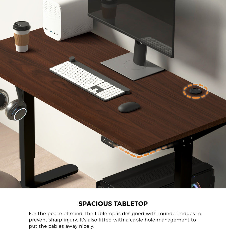 150cm Electric Standing Desk with Drawer Adjustable Black & Walnut