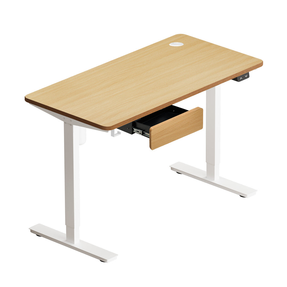 150cm Electric Standing Desk w/ Drawer Adjustable White Oak