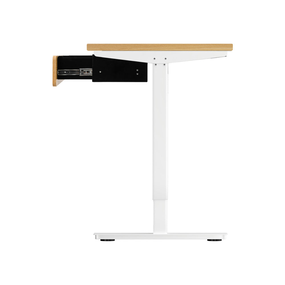 150cm Electric Standing Desk w/ Drawer Adjustable White Oak