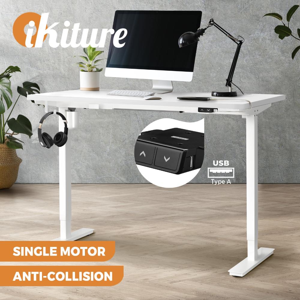 Electric Standing Desk Single Motor White&Walnut 120cm