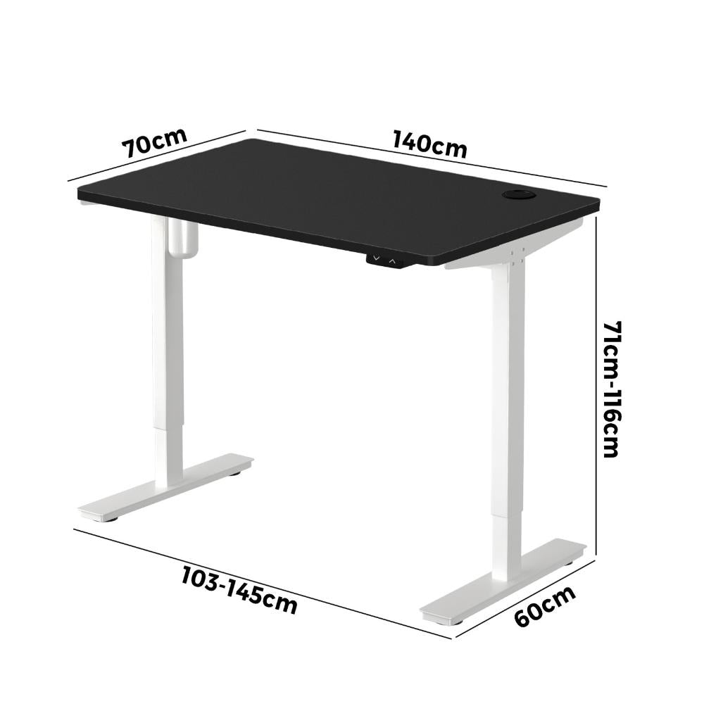 Electric Standing Desk Single Motor White&Black 140cm