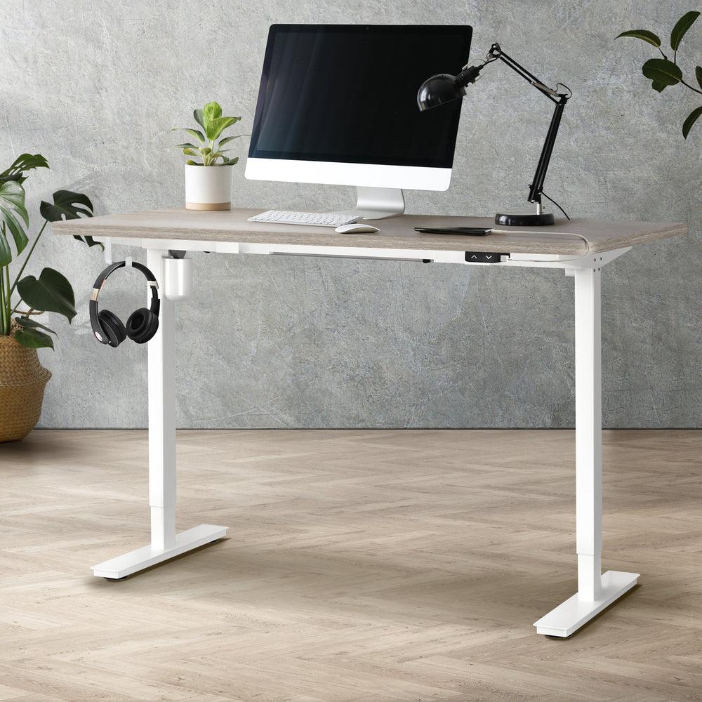 140CM Electric Standing Desk Adjustable White&Grey-Oak