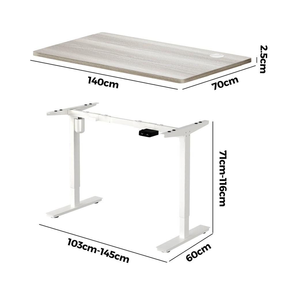 140CM Electric Standing Desk Adjustable White&Grey-Oak