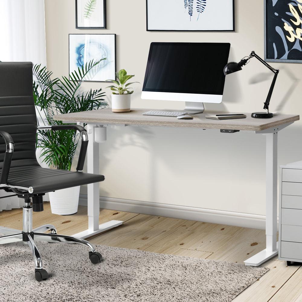 140CM Electric Standing Desk Adjustable White&Grey-Oak
