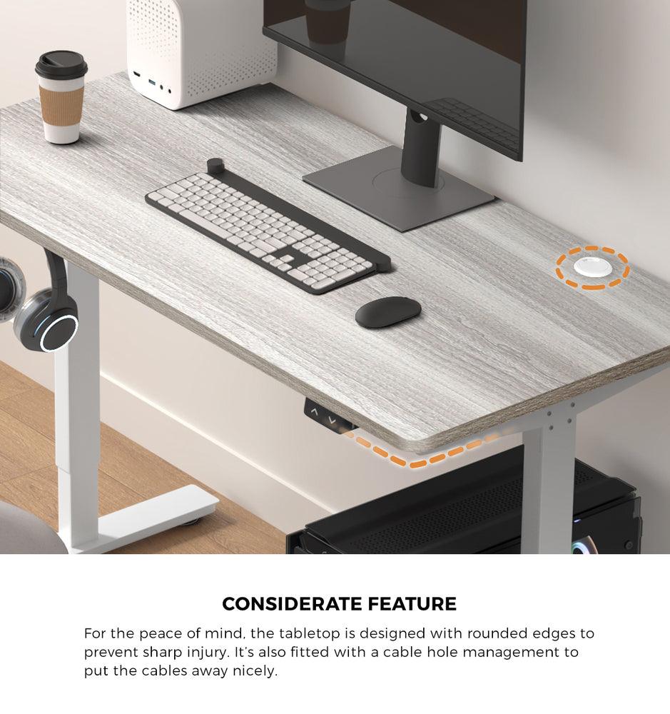 140CM Electric Standing Desk Adjustable White&Grey-Oak