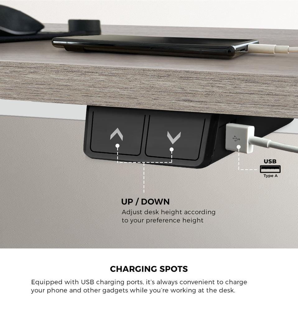 140CM Electric Standing Desk Adjustable White&Grey-Oak