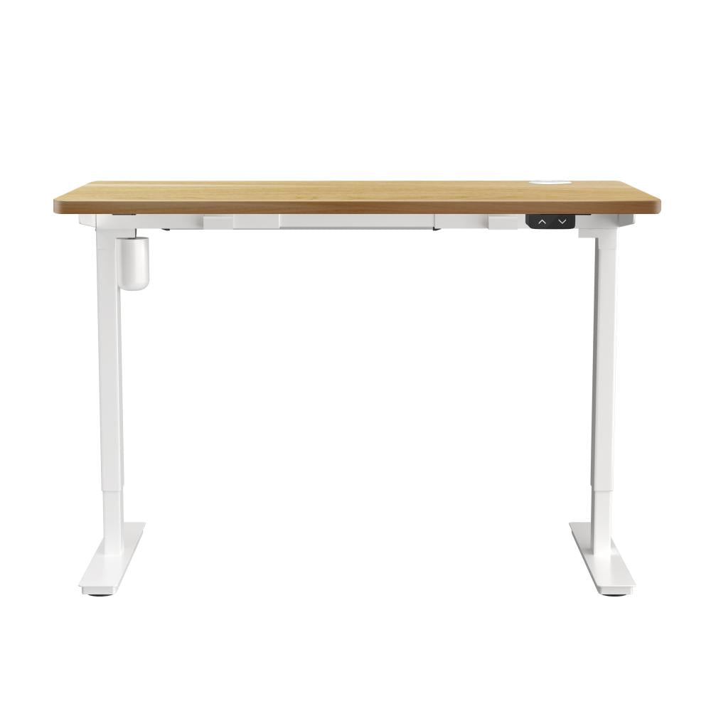 Electric Standing Desk Single Motor White&Oak 140cm