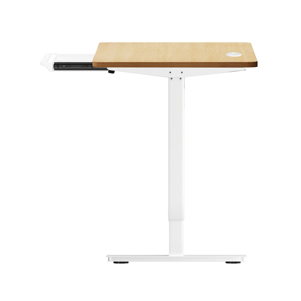 140cm Electric Standing Desk with Drawer Adjustable White & Oak