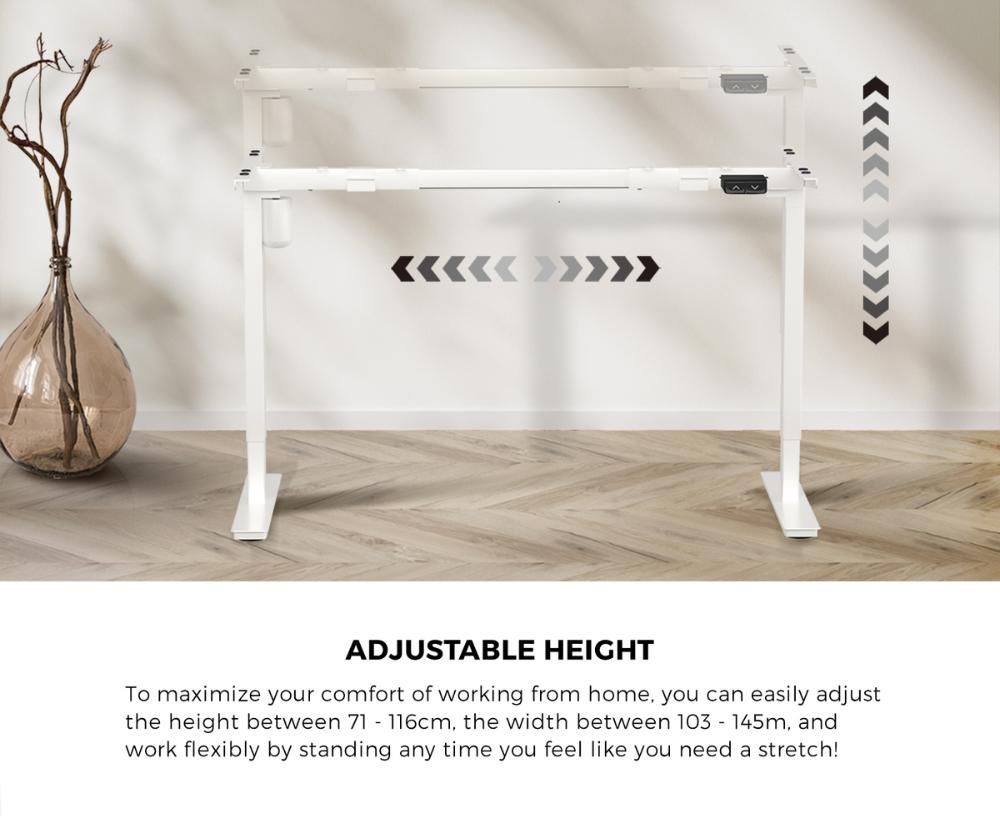 Electric Standing Desk Single Motor White 140cm
