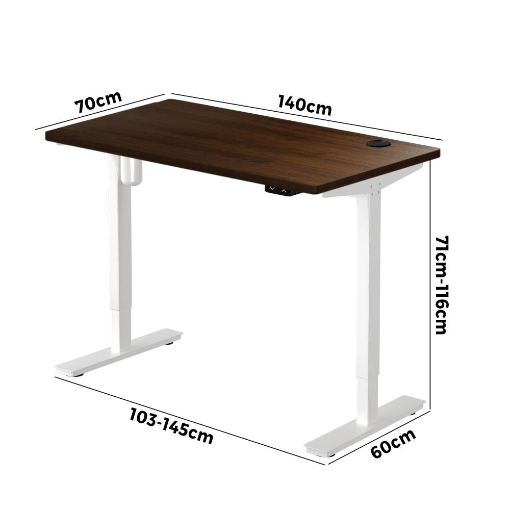 Electric Standing Desk Single Motor White&Walnut 140cm
