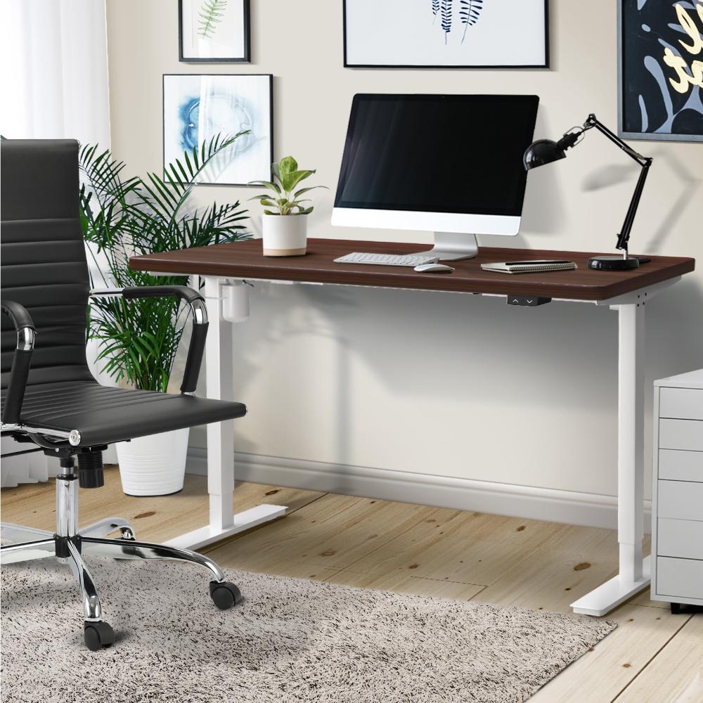 Electric Standing Desk Single Motor White&Walnut 140cm