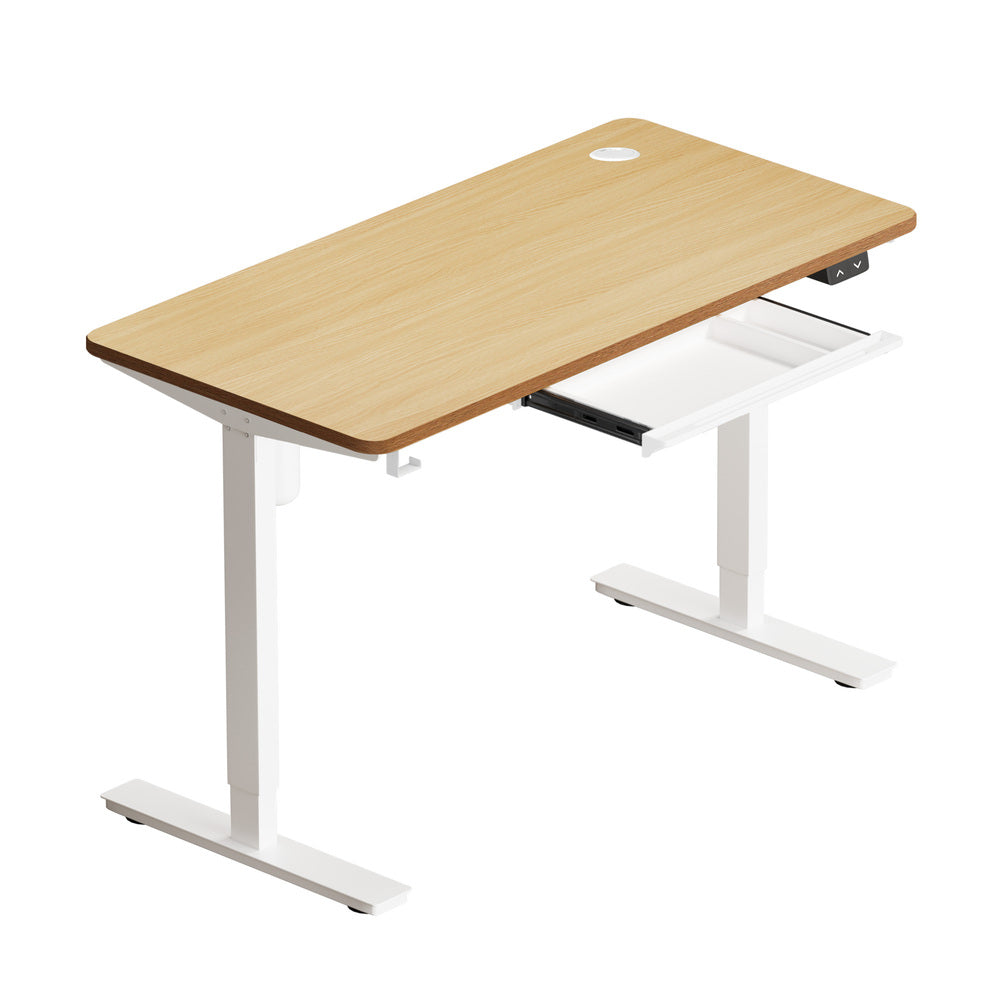 150cm Electric Standing Desk with Drawer Adjustable White & Oak