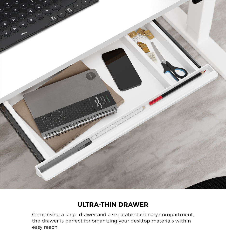 150cm Electric Standing Desk with Drawer Adjustable White