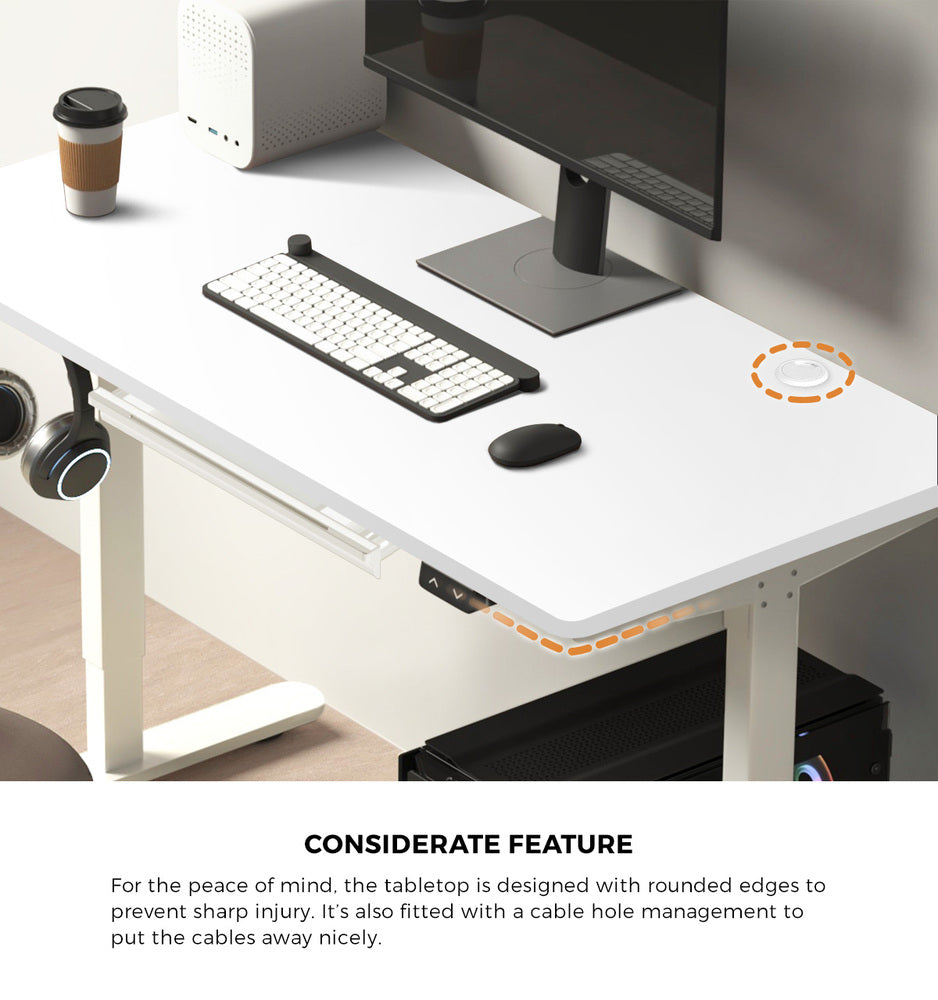 150cm Electric Standing Desk with Drawer Adjustable White