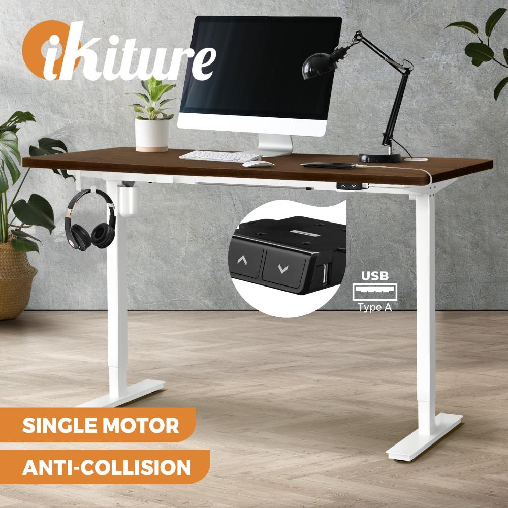 Electric Standing Desk Single Motor White&Walnut 150cm