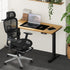 Oikiture Office Desk and Chair Set Mesh Ergonomic Chair Sit-stand Desk Black&Oak