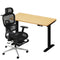 Oikiture Office Desk and Mesh Ergonomic Chair Set Black & Oak