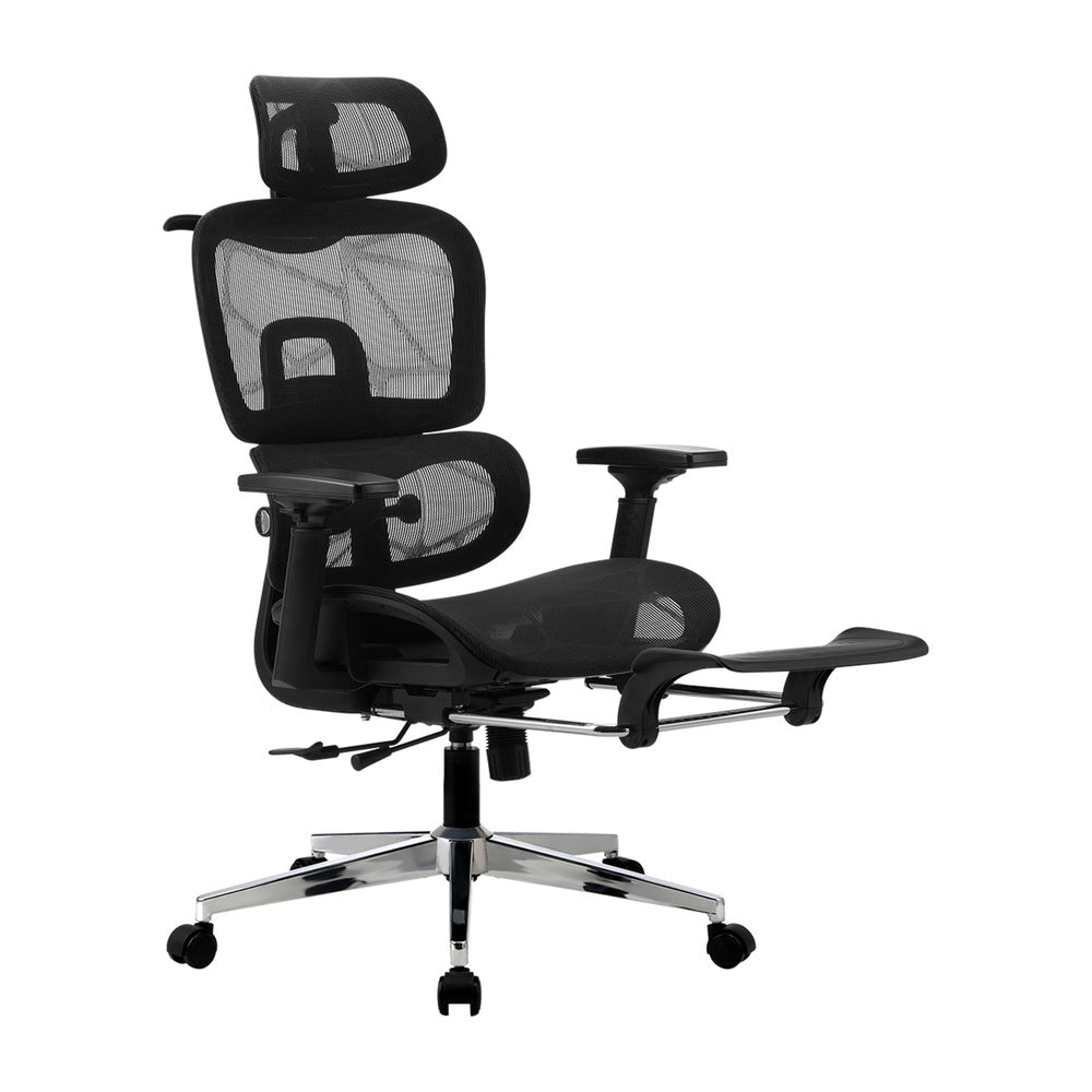 Oikiture Office Desk and Chair Set Mesh Ergonomic Chair Sit-stand Desk Black&Oak