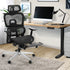 Oikiture Office Desk and Chair Set Mesh Ergonomic Chair Sit-stand Desk Black&Oak