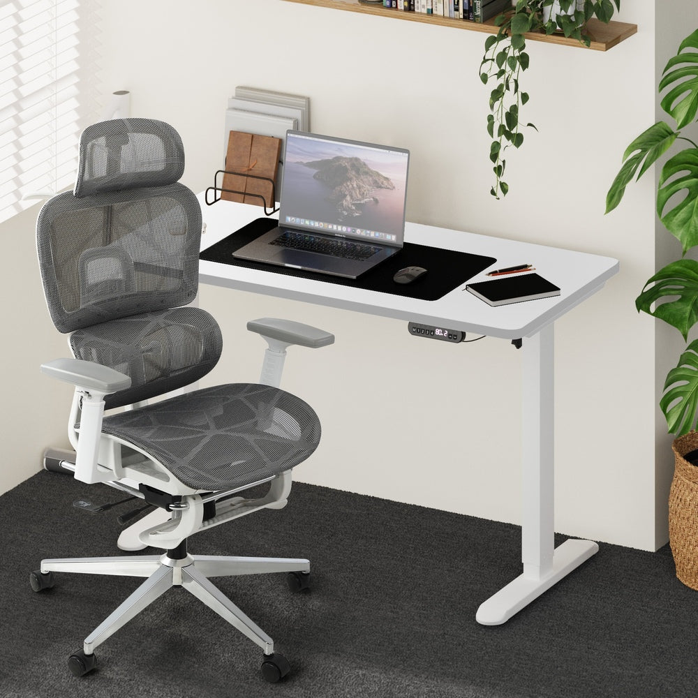 Oikiture Office Desk and Chair Set Mesh Ergonomic Chair Sit-stand Desk GY&WH