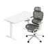 Oikiture Office Desk and Chair Set Mesh Ergonomic Chair Sit-stand Desk GY&WH