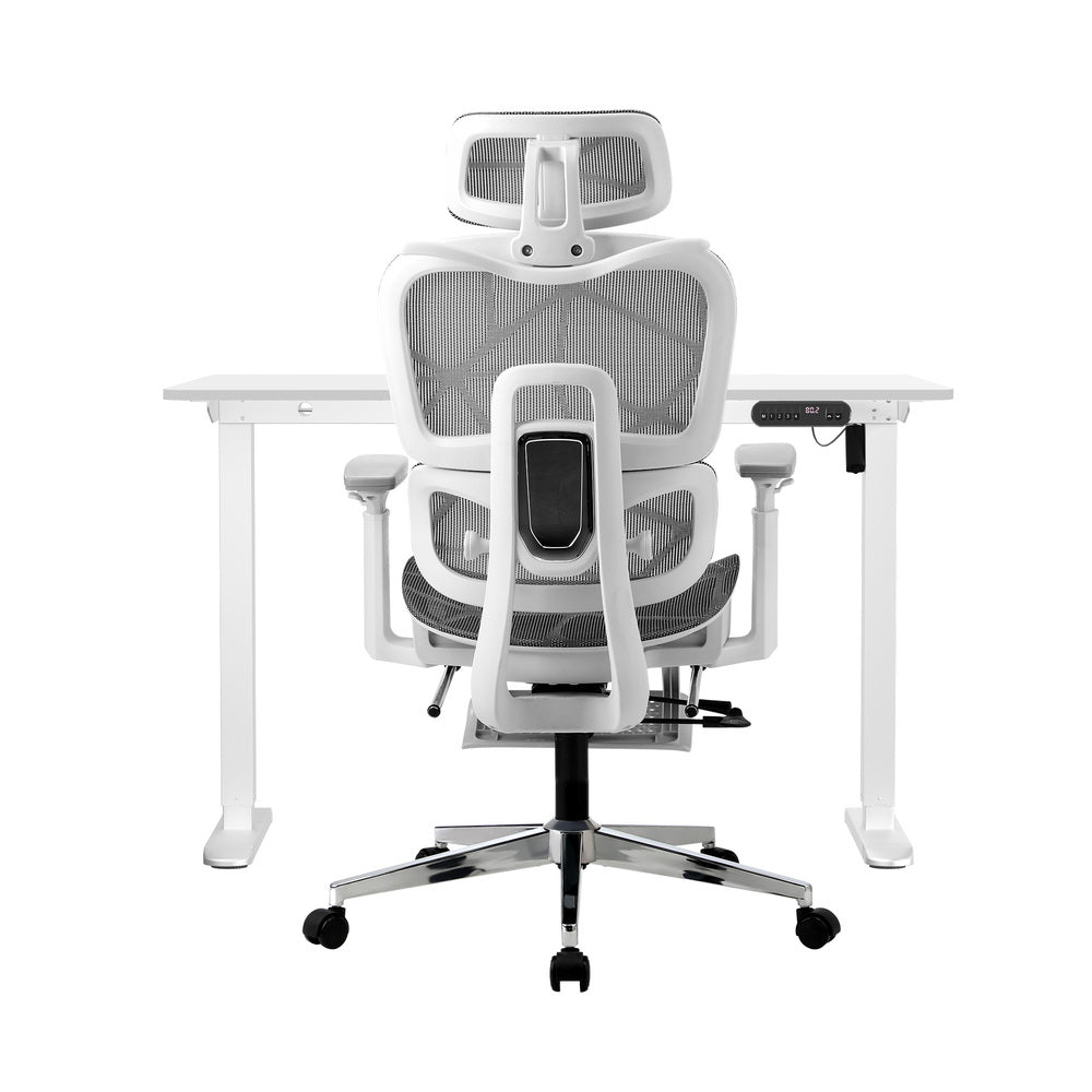 Oikiture Office Desk and Chair Set Mesh Ergonomic Chair Sit-stand Desk GY&WH