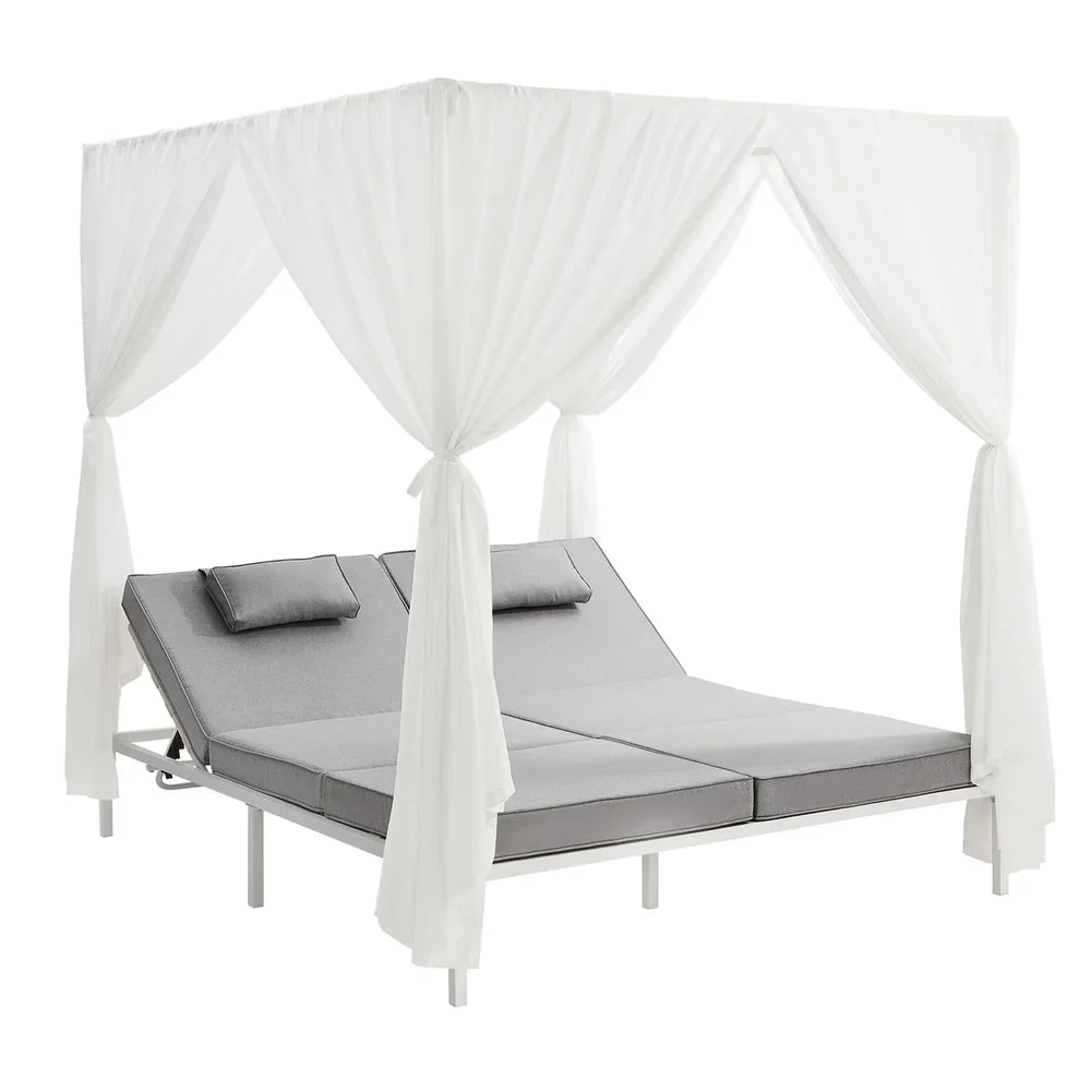 Livsip 3PCS Outdoor Sun Lounger Wicker Lounge Table Chairs Beige