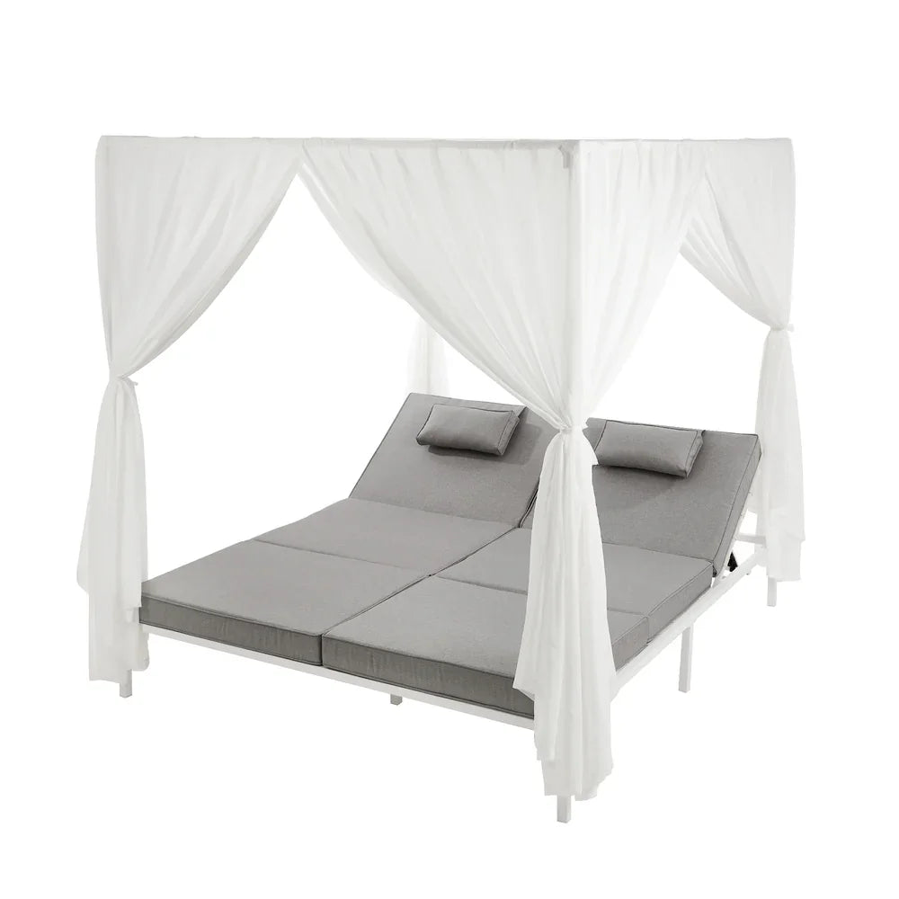 Livsip 3PCS Outdoor Sun Lounger Wicker Lounge Table Chairs Beige